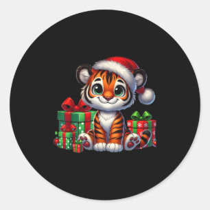 Tiger Julafton Lighting Santa Hat Tiger jul Runt Klistermärke