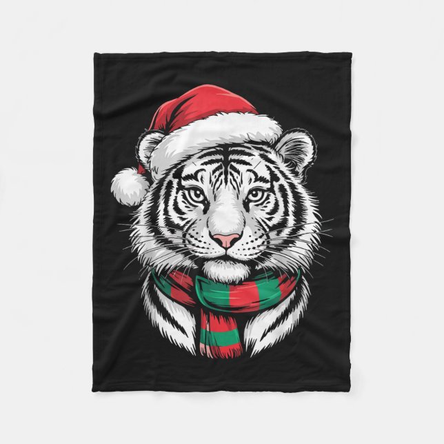 Tiger Julafton Santa Hat F juldräkt Fleecefilt (Framsidan)