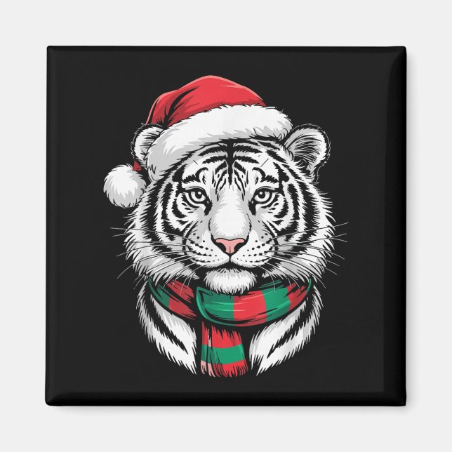 Tiger Julafton Santa Hat F juldräkt Magnet (Framsidan)