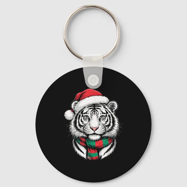 Tiger Julafton Santa Hat F juldräkt Nyckelring (Framsida)