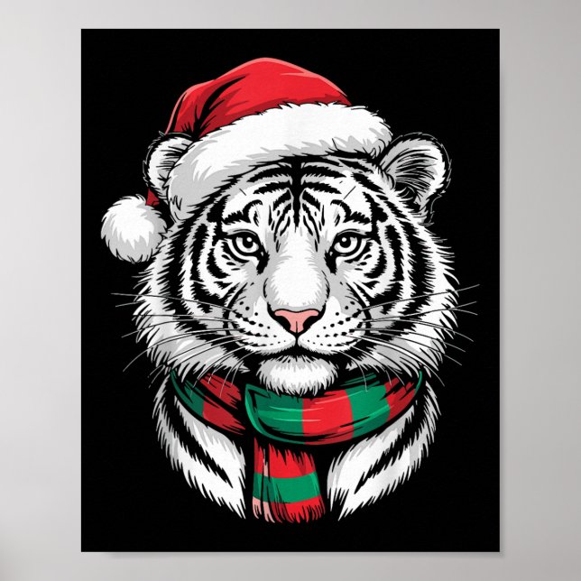 Tiger Julafton Santa Hat F juldräkt Poster (Framsidan)
