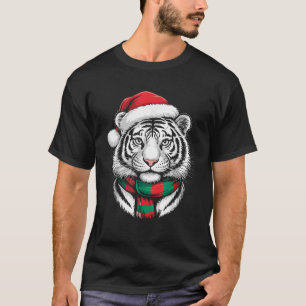 Tiger Julafton Santa Hat Scarf-juldräkten T Shirt