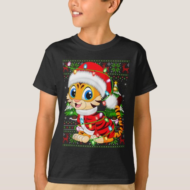 Tiger Julafton Sweater Stil Ugly Santa Tiger Chris T Shirt (Framsida)