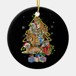 Tiger Julgran Snö Funny Tiger Julafton Gift Julgransprydnad Keramik