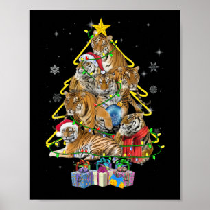 Tiger Julgran Snö Funny Tiger Julafton Gift Poster