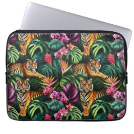 Tiger Jungle Drömmar Sömlös Ytmönster Laptop Fodral