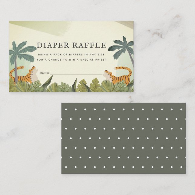 Tiger Jungle Safari Diaper Raffle Biljett Tilläggskort (Fram/baksida)