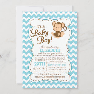 Tiger Jungle Safari Monkey Baby Shower-inbjudan Inbjudningar