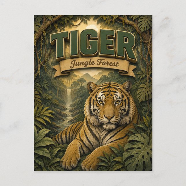 Tiger Jungle Skog POPCUT Vykort (Framsida)
