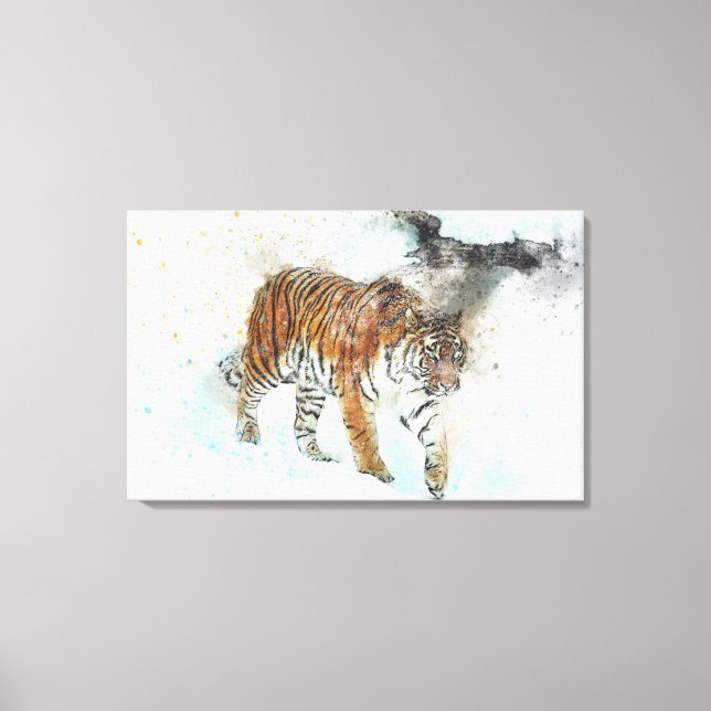 Tiger Jungle Watercolor Canvastryck (Framsida)