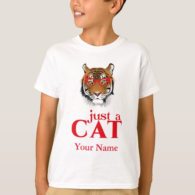 Tiger Just a Cat Funny T Shirt (Framsida)