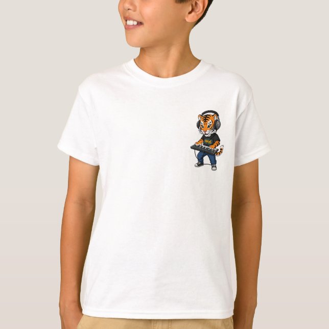 Tiger Keybord DJ Musiker Hip Hop Barn T Shirt (Framsida)