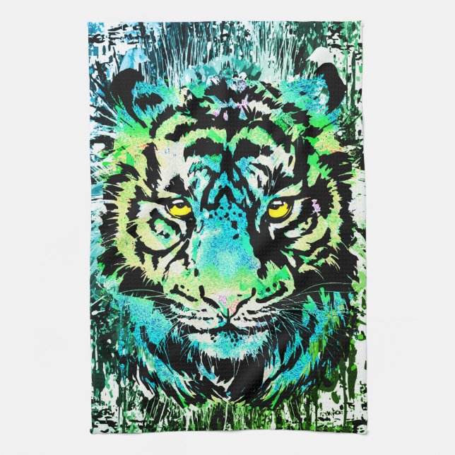 Tiger Kitchen Towel - Colorful Tiger Ögon Kökshandduk (Vertikal)