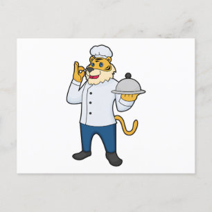 Tiger kock kock hatt Tallrik Vykort