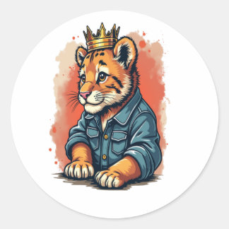 Tiger Kung Krona Prince Prince Runt Klistermärke
