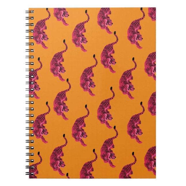 Tiger - Levande Rosa Anteckningsbok (Framsidan)