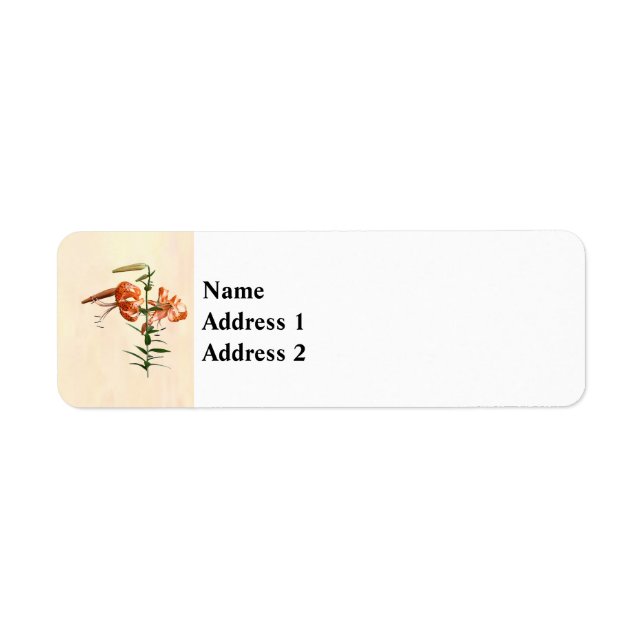 Tiger Lilies and Buds Returadress Etikett (Framsidan)