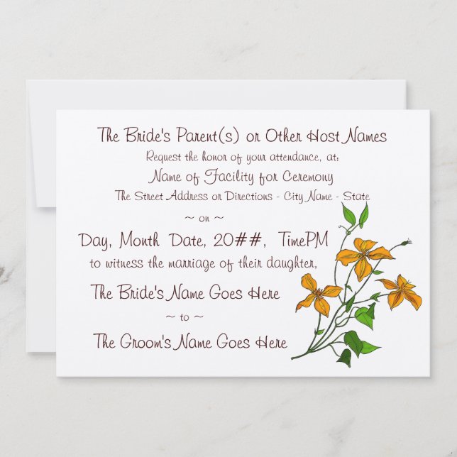 Tiger Lilies (bröllopsinbjudan) Inbjudningar (Framsida)