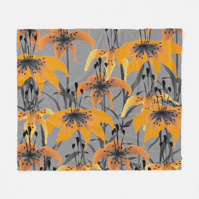 Tiger Lilies Fleece Blanket (Framsidan (Horisontell))
