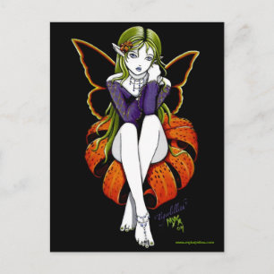 Tiger lillith Postcard Fairy Mörk Flower Fantasy Vykort