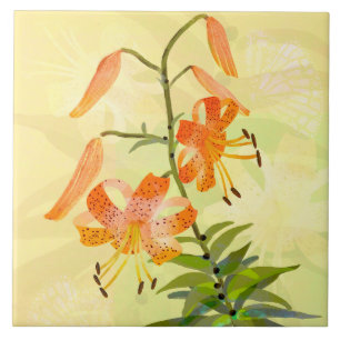 Tiger Lily Ceramic Tile Kakelplatta