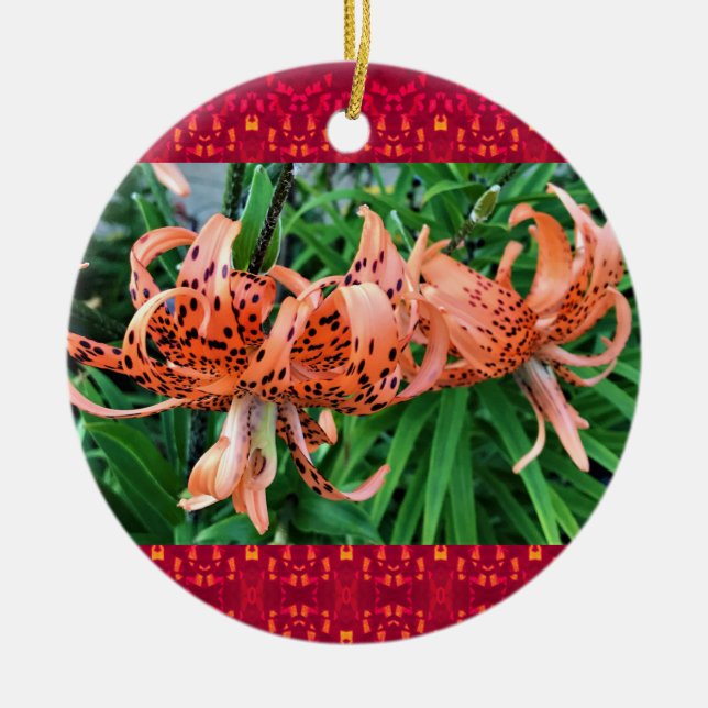Tiger Lily Flower Julgransprydnad Keramik (Framsidan)