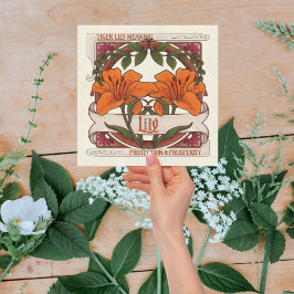Tiger Lily- Flower Vintage-Stil Orange Anteckningskort