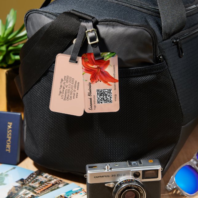 Tiger Lily Photo Business QR-kodmall Bagagebricka (Fram & Baksida)