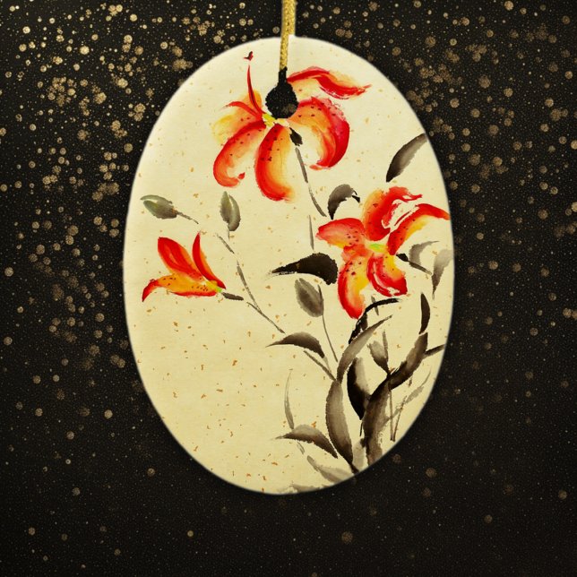Tiger Lily - röd Julgransprydnad Keramik (Skapare uppladdad)