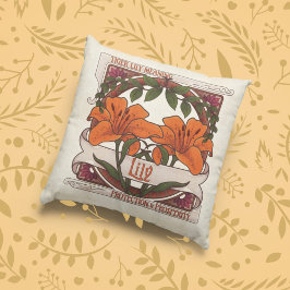 Tiger Lily Vintage Stil med Orange Mönster bak Kudde