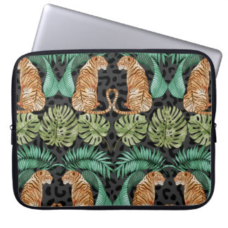 Tiger Löv: Vattenfärgsjungel utan sömn. Laptop Fodral