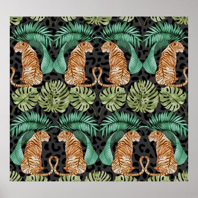 Tiger Löv: Vattenfärgsjungel utan sömn. Poster (Framsidan)