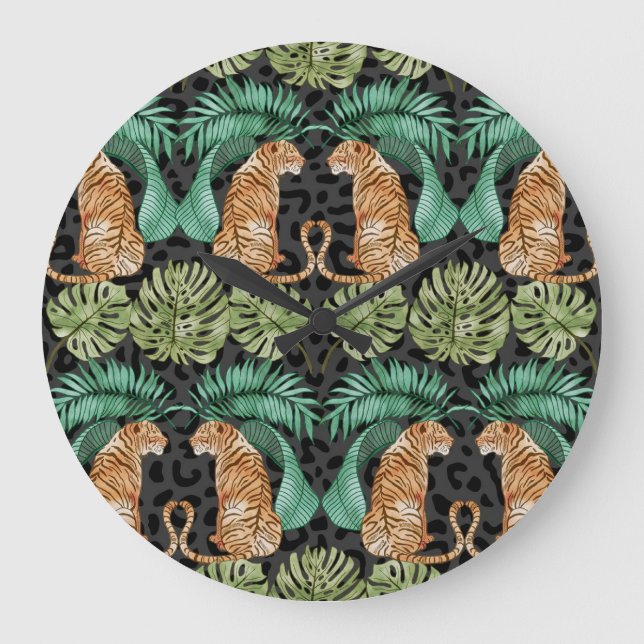 Tiger Löv: Vattenfärgsjungel utan sömn. Stor Klocka (Framsida)