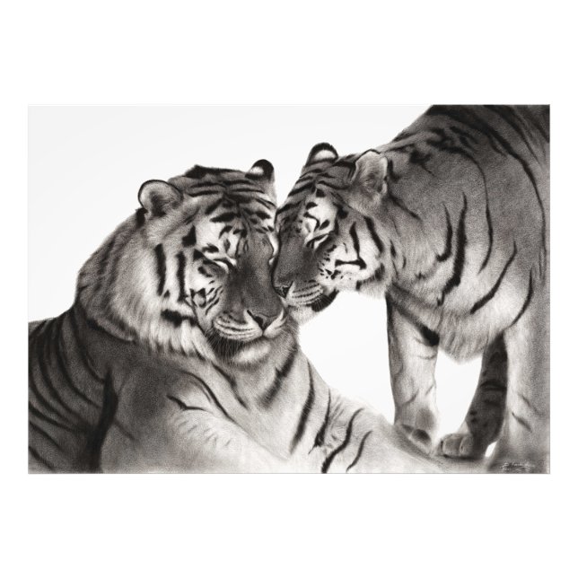 Tiger Love Art - Handmålad dekoration för vilda dj Fototryck (Framsidan)