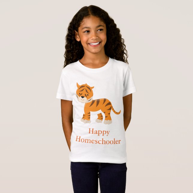 Tiger Lycklig Homeschooler T Shirt (Hel framsida)