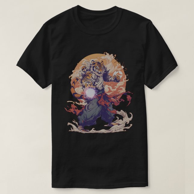 Tiger Mage Anime Art T Shirt (Design framsida)
