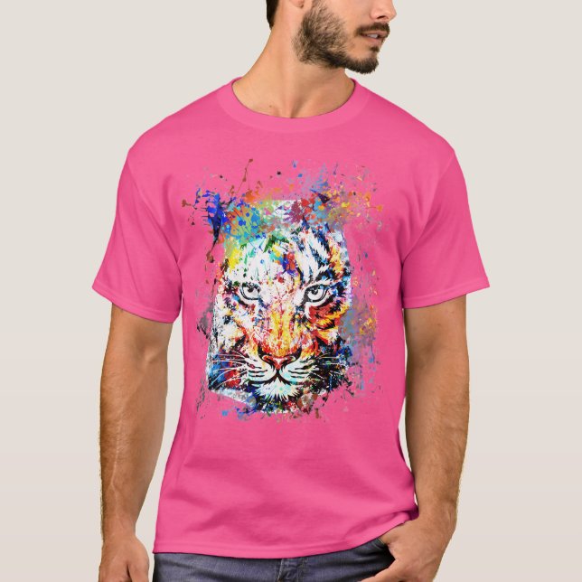 Tiger Magic Watercolor Teckning T Shirt (Framsida)