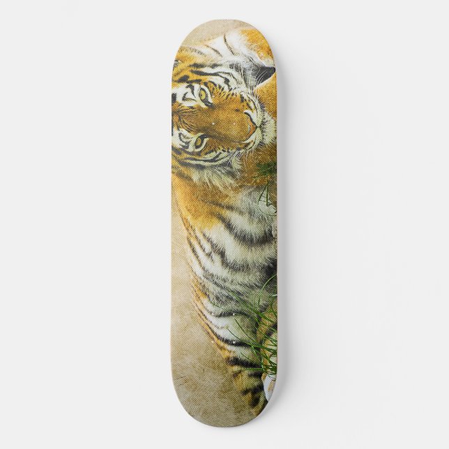 Tiger-målning Mini Skateboard Bräda 18,5 Cm (Framsida)