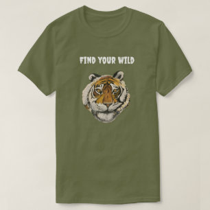 Tiger-målning, tittar vid kamera, anpassa text t shirt