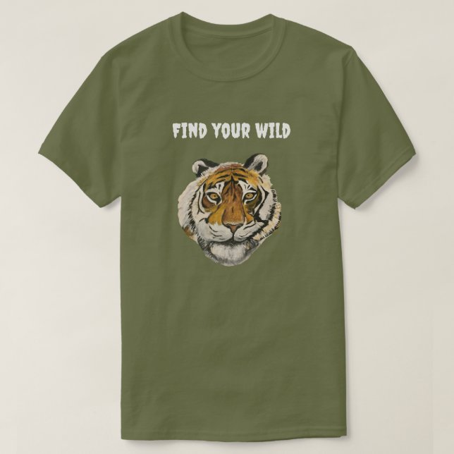 Tiger-målning, tittar vid kamera, anpassa text t shirt (Design framsida)