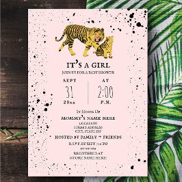 Tiger Mamma Rosa Girl Baby Shower-inbjudan Inbjudningar