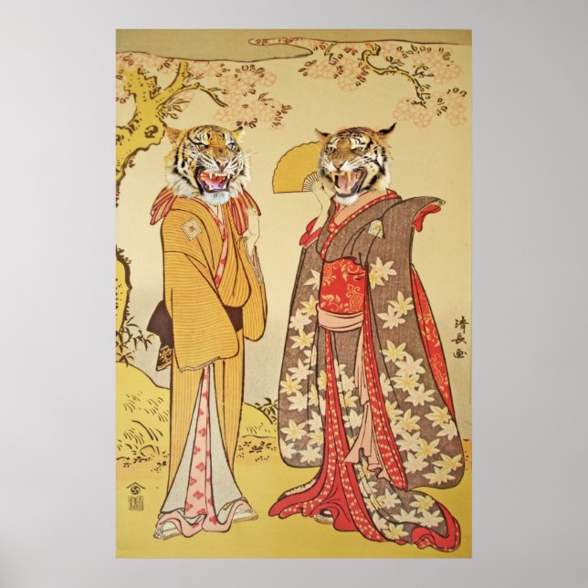 Tiger Man och Wife Japansk Skriv ut par Poster (Framsidan)