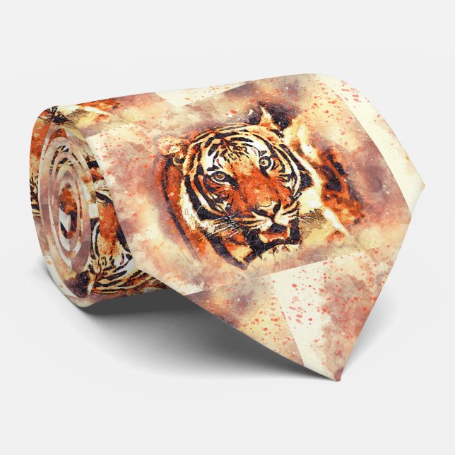 Tiger Manlig Tigers Katttryck Mönster Slipsklöver Slips (Rullad)