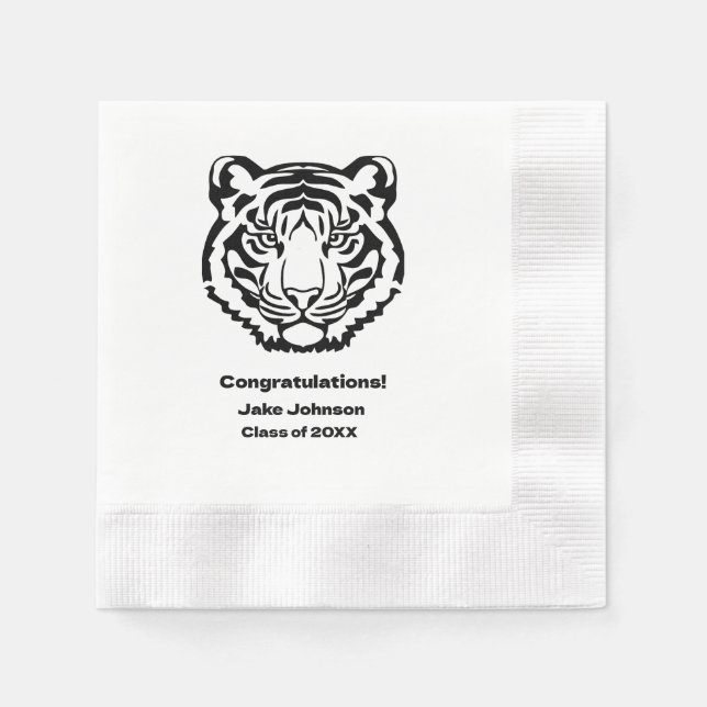 Tiger Mascot Thmet Studenten Napkins Reunion Pappersservett (Framsidan)