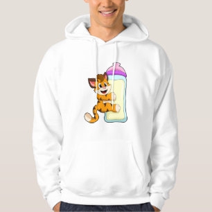 Tiger med Baby flaska i Mjölk Hoodie