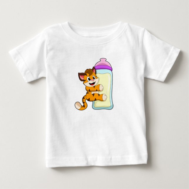 Tiger med Baby flaska i Mjölk T Shirt (Framsida)