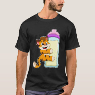 Tiger med Baby flaska i Mjölk T Shirt