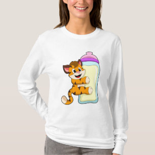 Tiger med Baby flaska i Mjölk T Shirt
