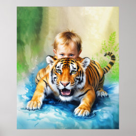 Tiger med baby poster