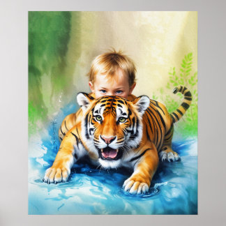 Tiger med baby poster
